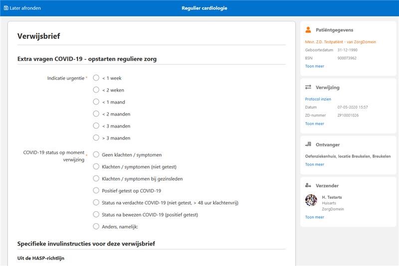 Nu in ZorgDomein: uitvragen van urgentie en status Covid-19